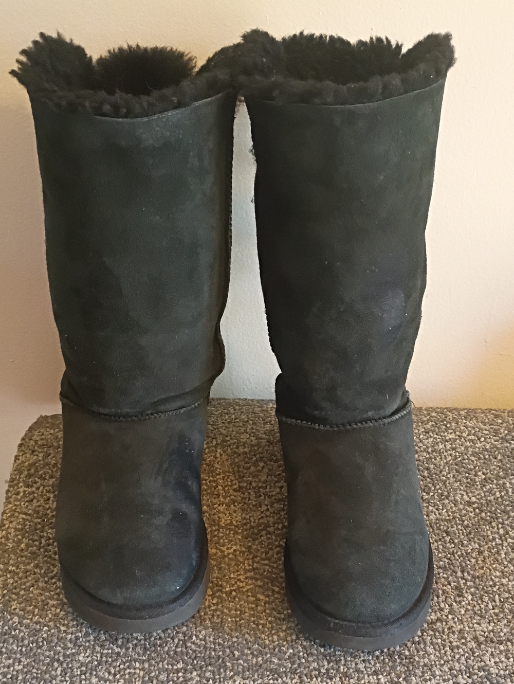 UGG Black Bailey Bow Suede Tall Lace-Up Boots Size 8